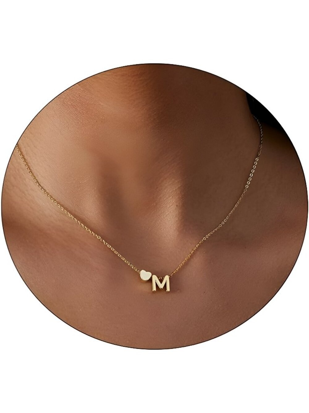 Dainty Initial Necklaces for Women 14K Gold Plated Heart Letter Necklace
